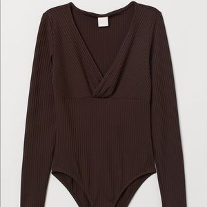 Dark brown v neck bodysuit